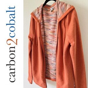 Carbon2Cobalt Women’s Earthy Orange Mixed Media Lightweight Hoodie Size Medium